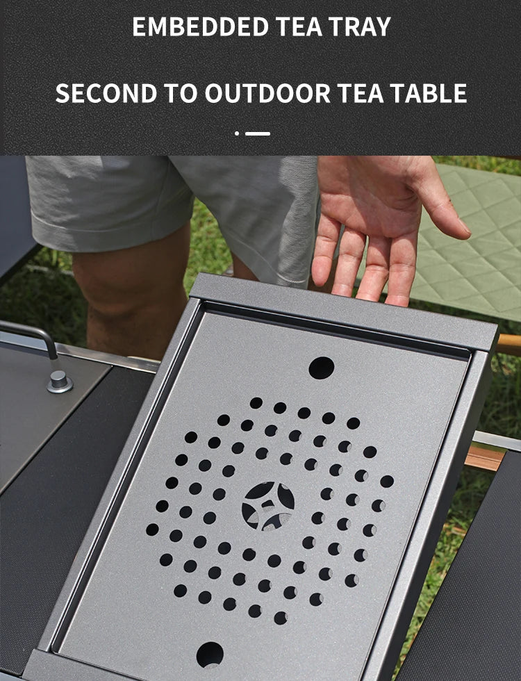 Wild Journey IGT 304 Stainless Steel Folding Table Portable Outdoor Vacation Party Camping Picnic BBQ Tools Tea Cooker Set