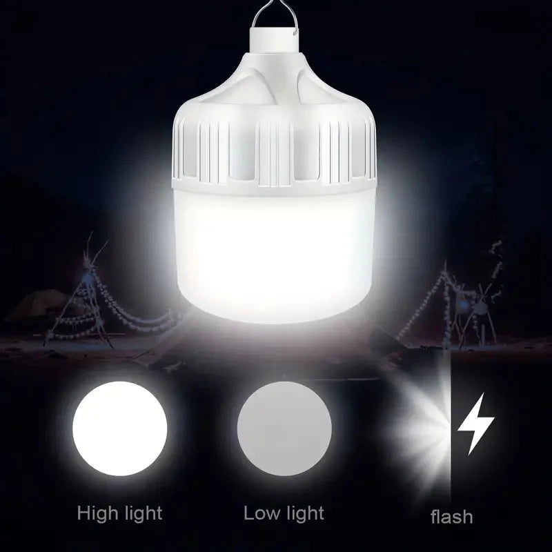 LED Outdoor USB Rechargeable Light Bulb High Brightness Emergency Light Hook Camping Fishing Portable Lantern Night Light Carry