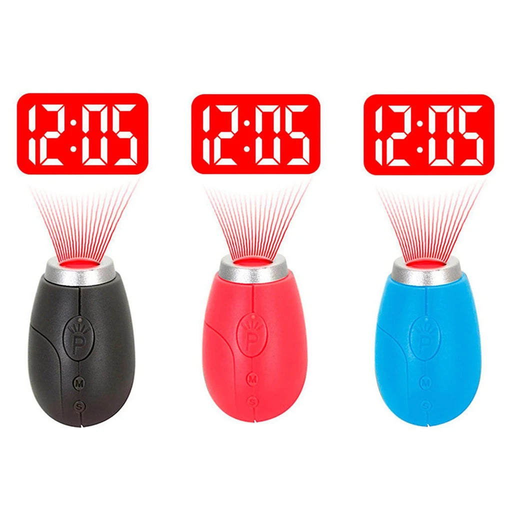 Portable Mini Projection Clock for LED Wall or Ceiling Projection Bedrooms Travel Camping with Key Chain Indoor Outdoor Use