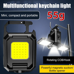 Mini Flashlight Keychain Multifunctional Portable COB Camping Lamps USB Charging Led Work Lights Outdoor Fishing Hiking Lantern