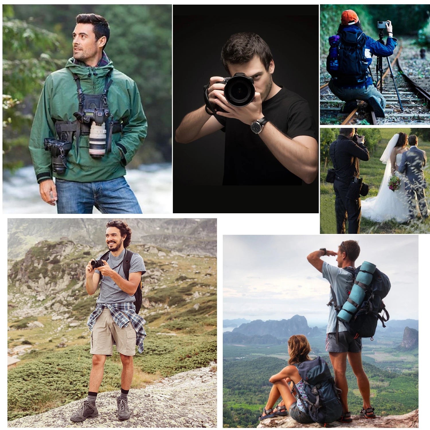 Sevenoak SK-MSP01 Dual Camera Harness Camera Strap Multi Carrying Chest Vest System for Canon Nikon Cameras Climbing Travel