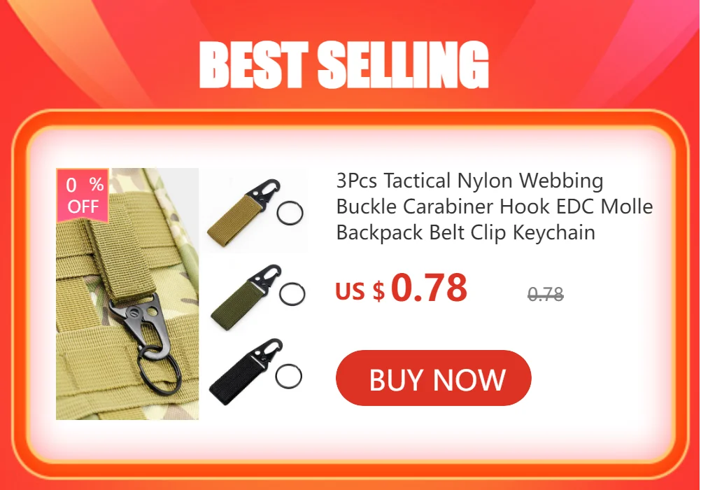 3Pcs Tactical Nylon Webbing Buckle Carabiner Hook EDC Molle Backpack Belt Clip Keychain Hanger For Outdoor Climbing Camping