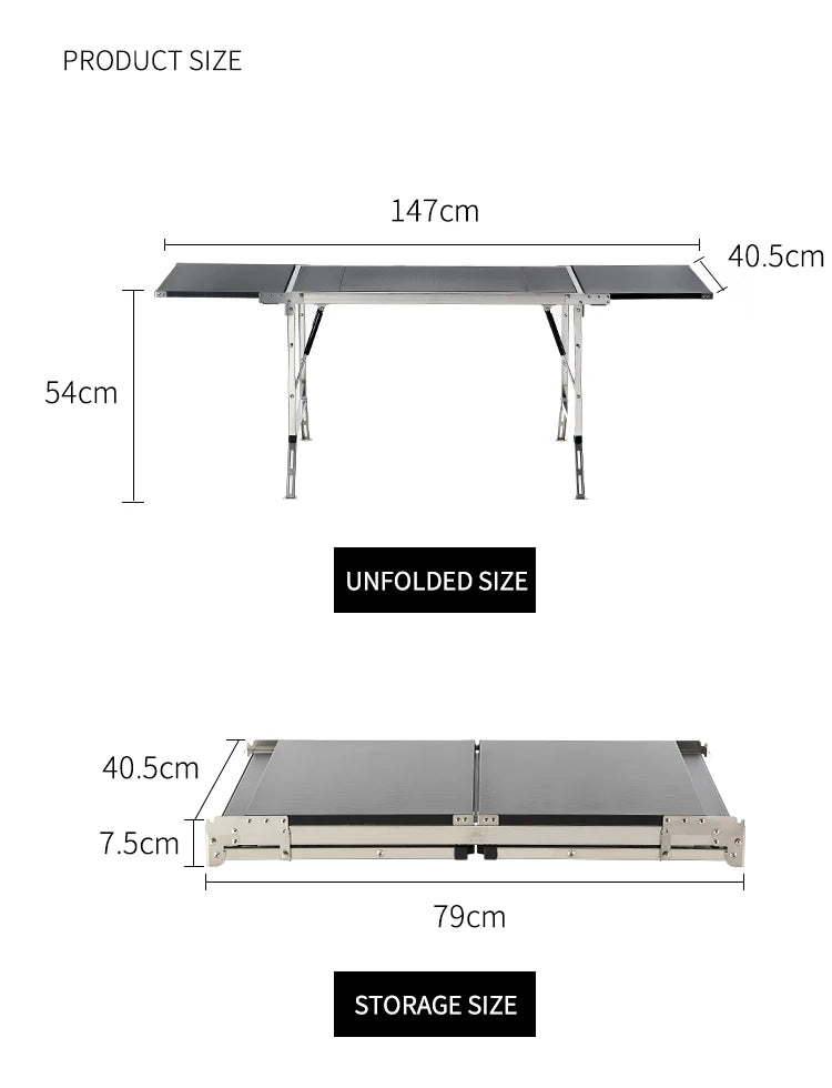 IGT Folding Table 304 Stainless Steel IGT Series Set Portable Outdoor Vacation Party Camping Picnic BBQ Table Set Wild Journey