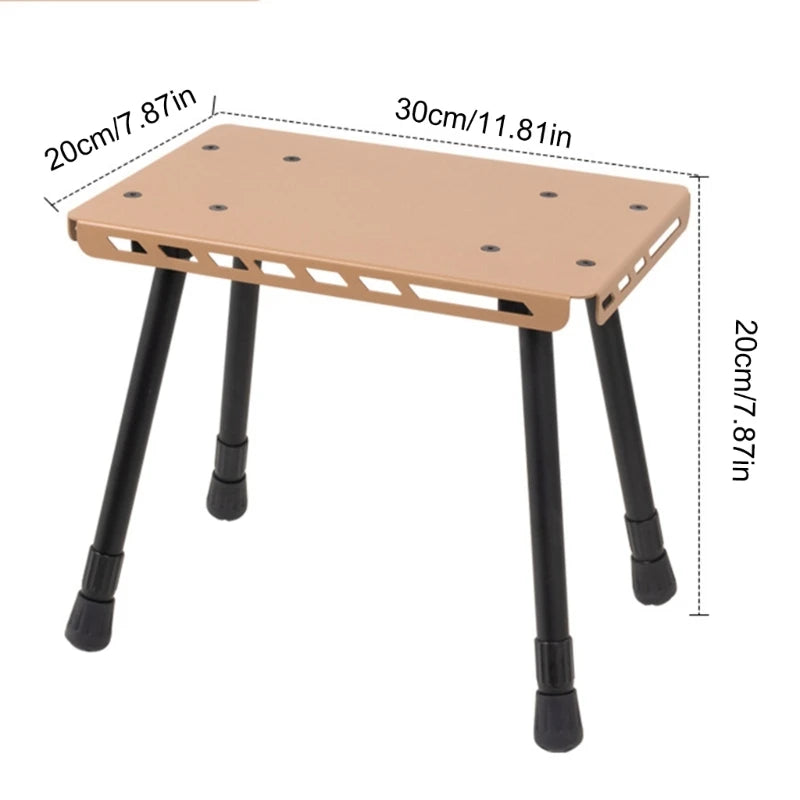 2 in 1 Folding Table Stool Camping Outdoor Practical Small Table Aluminum Alloys Folding Small Chair for Camping Picnics