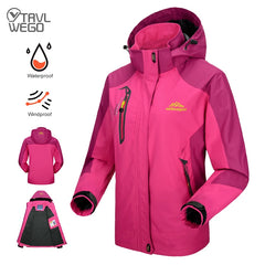 TRVLWEGO Camping Hiking Jacket Women Autumn Outdoor Sports Coats Climbing Trekking Windbreaker Travel Waterproof Clothing