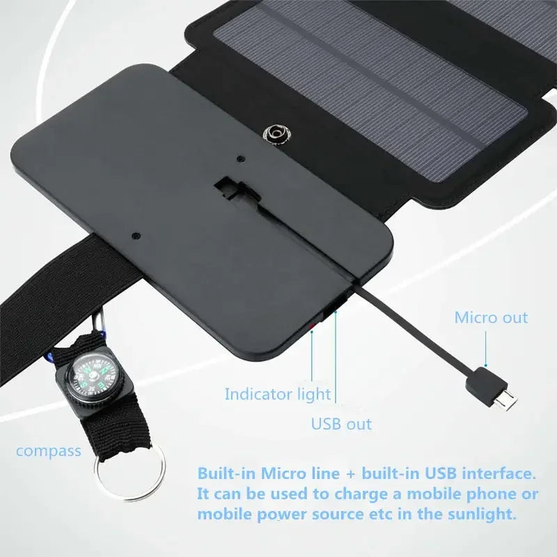 Foldable And Multifunctional Outdoor Solar Panel Charger 5V Camping Hiking Backpacking Traveling Outdoor Emergency Power Supply