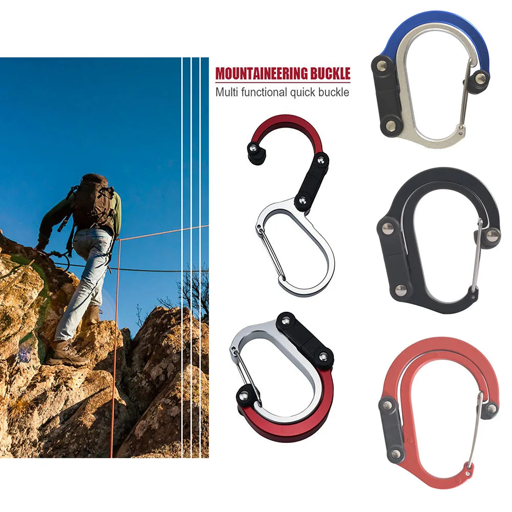 Hybrid Gear Clip - Carabiner Rotating Hook Clip Non-Locking Strong Clips for Camping Fishing Hiking Travel Backpack Out