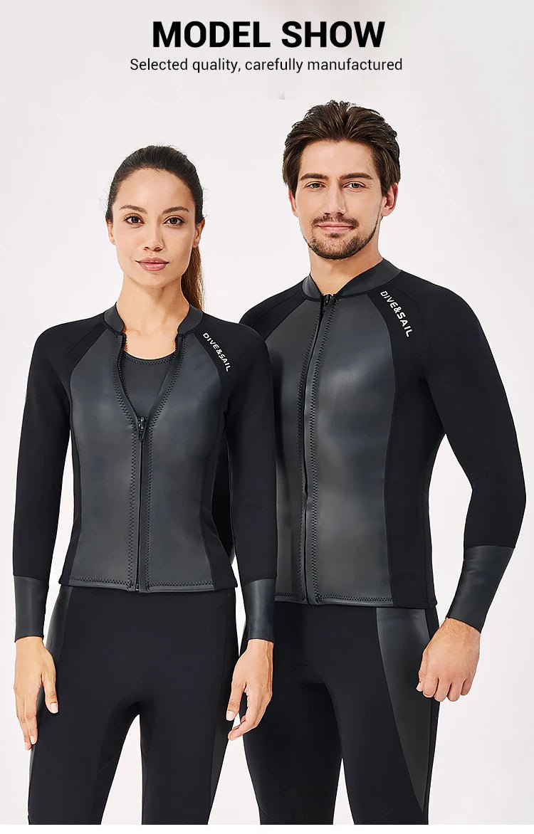 Neoprene 3MM 2MM Men Women Wetsuit Jacket Scuba Diving Suit Surf Snorkeling Underwater Spearfishing Fishing Kitesurf Equipment