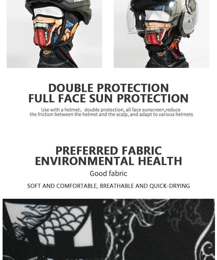 3D Printed Sunscreen Ice Silk Headgear Motorcycle Riding Mask Mountaineering Fishing Scarf Sports Bicycle Inner Helmet Headwrap