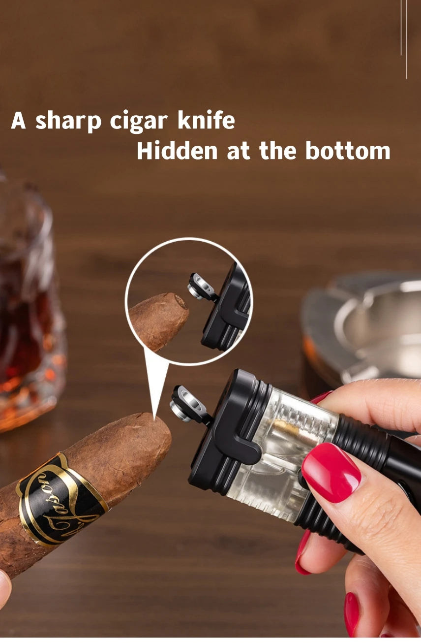 New Turbine Butane Gas Wind Proof Direct Charge Metal Torch Home Kitchen Gas Stove Outdoor Camp Barbecue Cigar Ignition Lighters