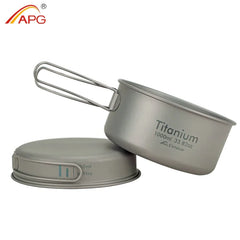 APG Ultralight Titanium Pan Outdoor Camping Titanium Bowl Set Folding Handle Cookware