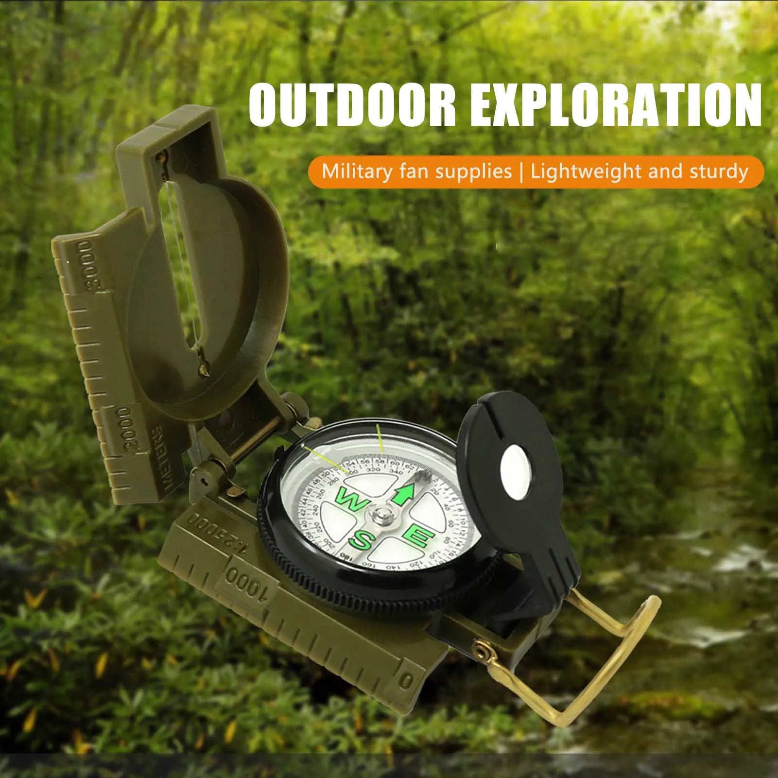 Multi-functional Portable Compass Phosphorescent Lensatic Compass for Hiking Camping Navigation Survival