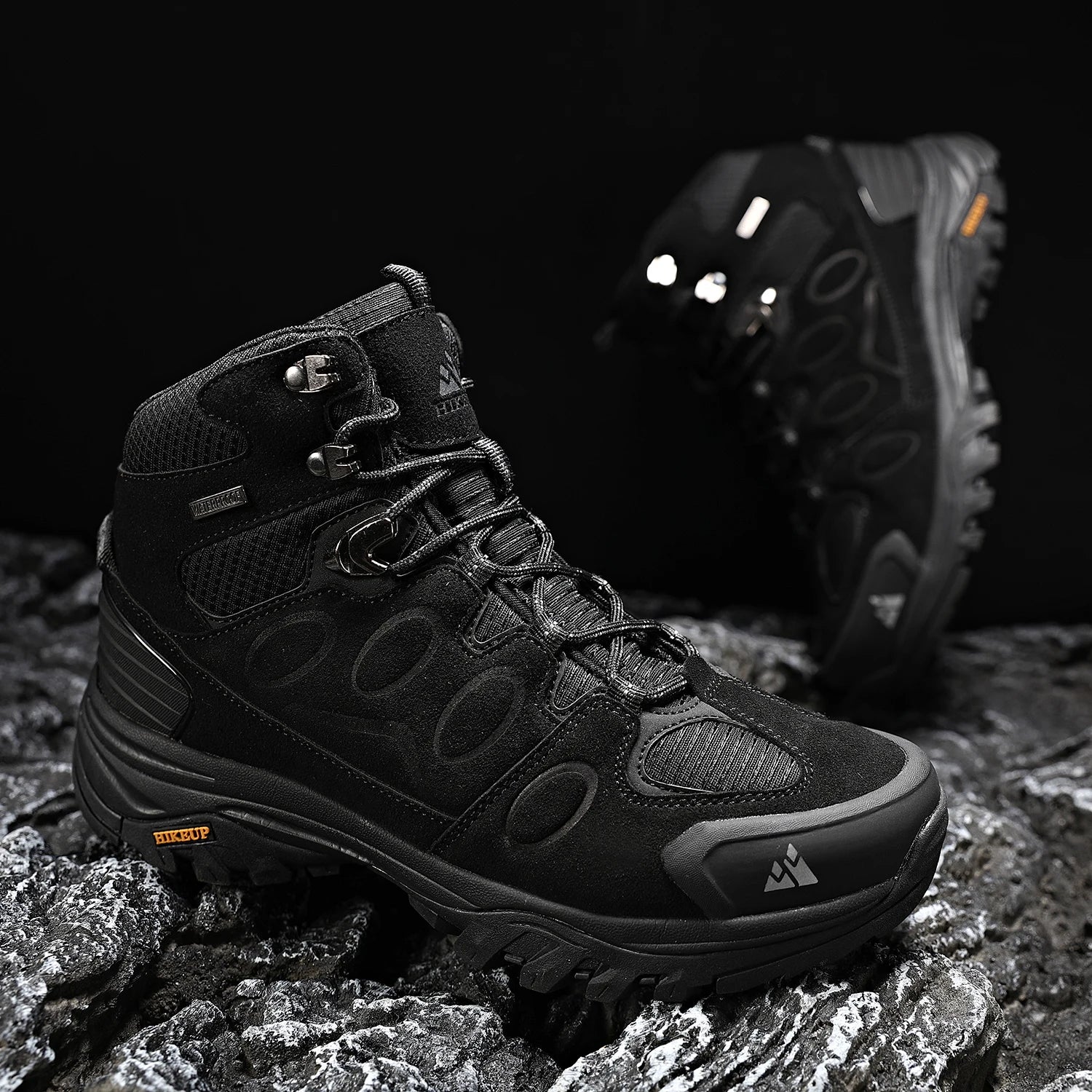 HIKEUP High-Top Men Hiking Boot Winter Outdoor Shoes Lace-Up Non-slip Outdoor Sports Casual Trekking Boots Man Waterproof Suede