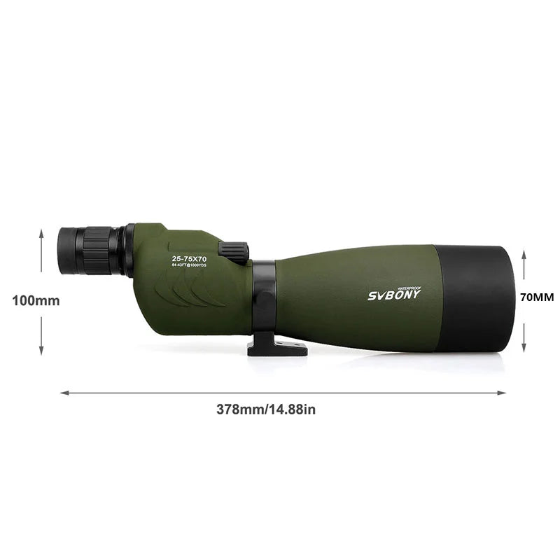 SVBONY SV17 25-75x70mm Spotting Scope Straight Waterproof Spotting Scope for Camping Hunting Bird Watching,Zoom Telescope Spygla