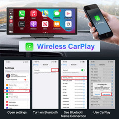 Srnubi 10'' Car Mirror Video Recording AI Voice  GPS Navigation Dashboard DVR Carplay Android Auto Wireless Connection