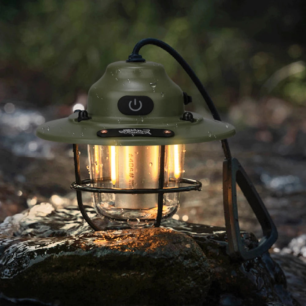 Mini LED Camping Lanterns Type-C Rechargeable Portable Hanging Tent Light 1200mAh for Hiking Fishing Emergency Light Lanterns