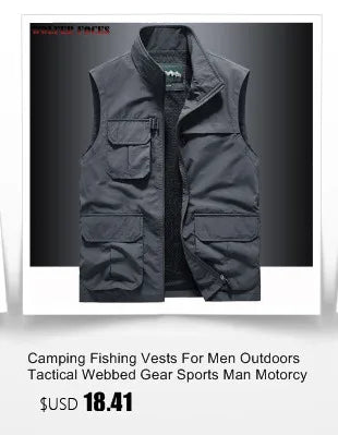 Camping Vest Zip Multi-pocket Tactical Jackets Men's Winter Jackets Mesh Sleeveless Jacket Work Climbing Hunting Man Denim Coat