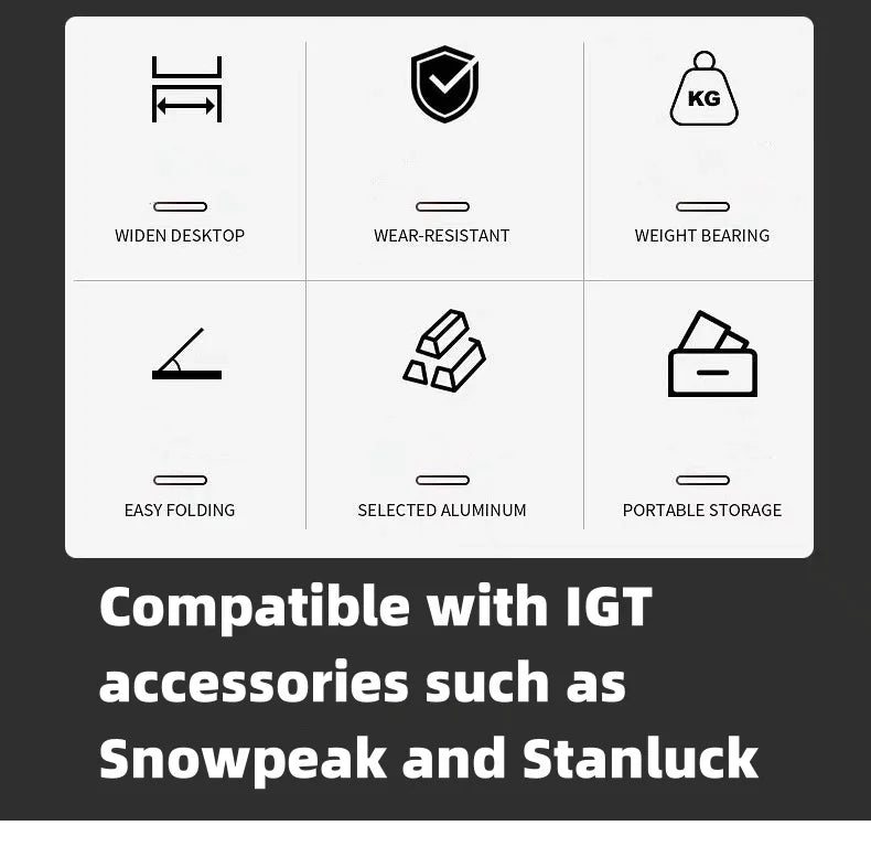 Camping IGT Folding Table Foldable IGT 2/3/4 Unit Aluminum Frame Table Portable Lightweight Outdoor Table Cool Camping Gear