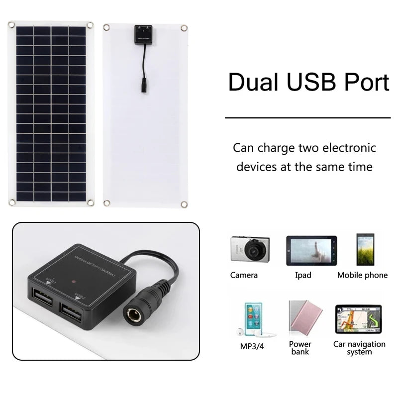 1000W Flexible Solar Panel Kit With 2 USB Complete Portable Power Generator Solar Electric Station For Home Car Yacht RV Boat