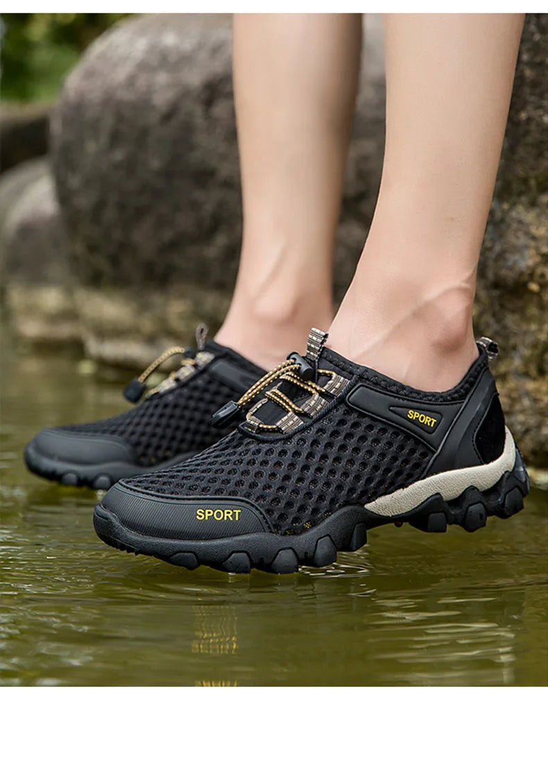 2024 Men Casual Tennis Sneakers Summer Fashion Breathable Mesh Shoes Mens Non-Slip Hiking Shoe Sneaker for Men Climbing Trekking