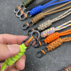 Handmade Snake Knot Paracord Keychain Outdoor Rock Climbing Camping Rescue Emergency Survival Rope Metal Key Chains Gifts