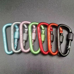 1Pc Outdoor Sports Multi Color Aluminium Alloy Safety Buckle Keychain with Lock Camping Hiking Climbing Button D-shape Carabiner