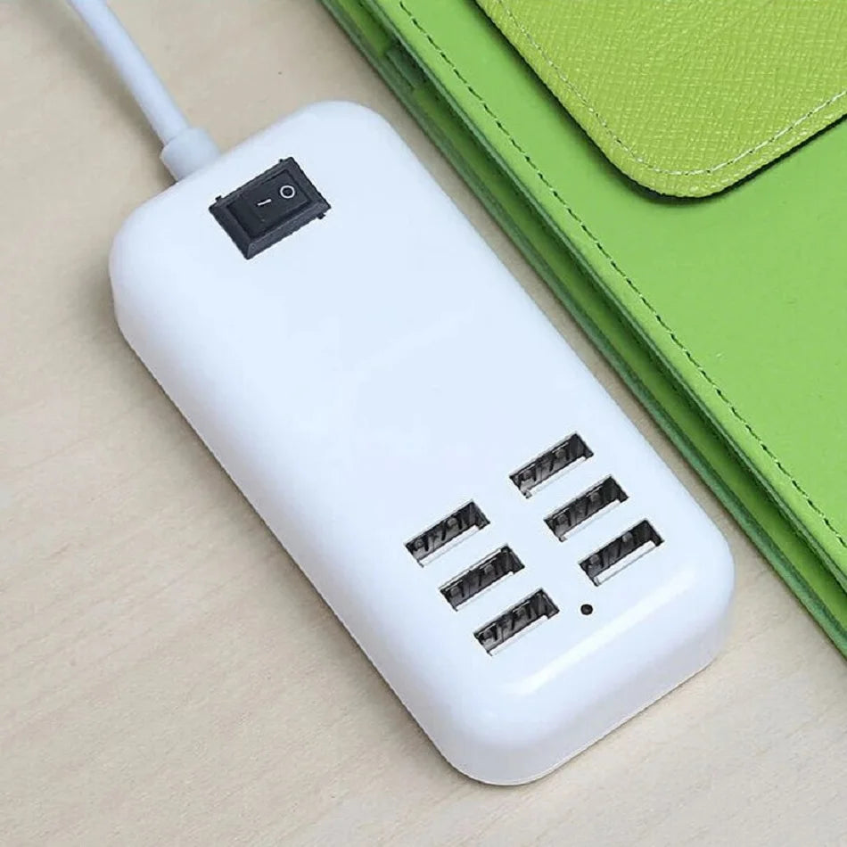 Portable 6 Ports USB Phone Charger Splitter 30W Desktop Wall Charging Extension Station Power Adapter For Smartphone USB Device