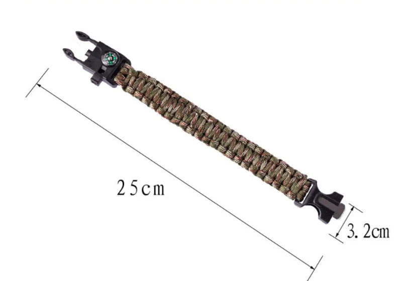 Outdoor Multi-function Survival Bracelet Military Emergency 4mm Paracord Wristband Scraper Whistle Buckle Tools