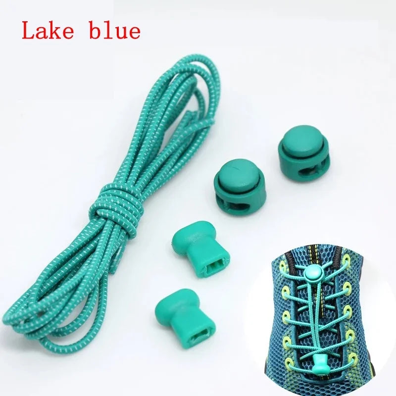 1 Pair 22 Colors Elastic Hiking Shoelaces Round Locking No Tie Shoe Laces Kids Adult Quick Lazy Laces Rubber Sneakers Shoelace