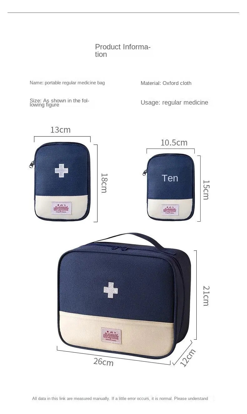 3 Pcs/set Portable Medical Storage Bag Camping Emergency First Aid Kit Organizer Home Outdoor Travel Pill Case