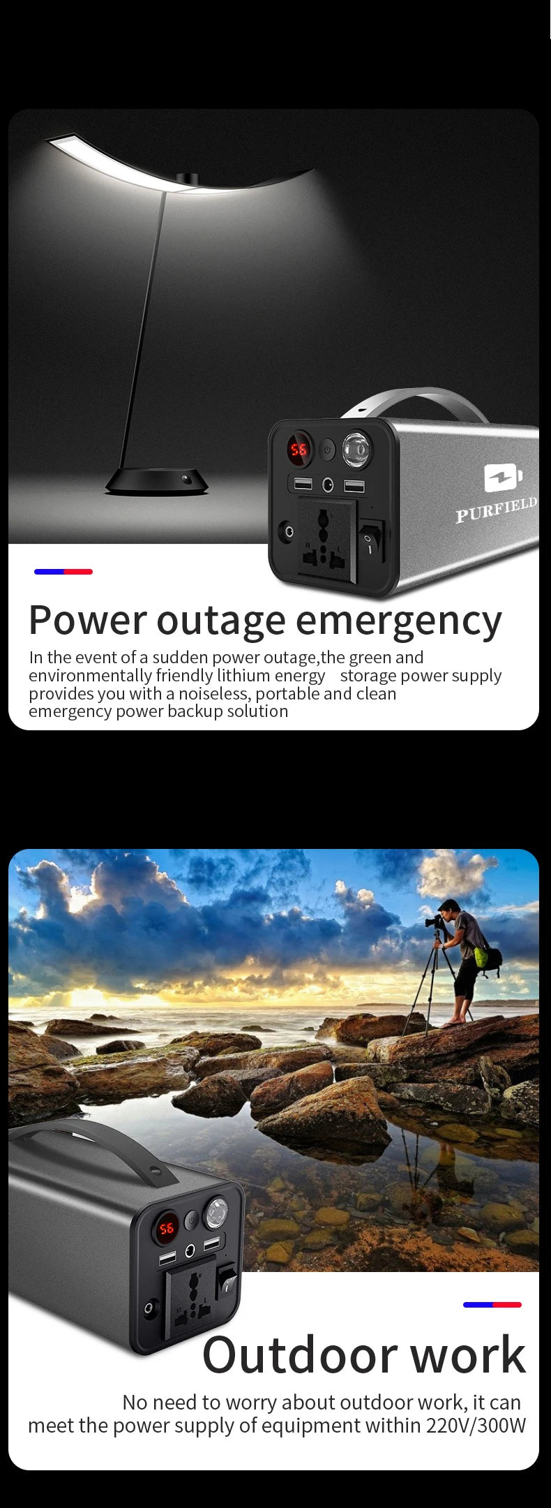 90000mAh 300W Portable Power Station 45000mAh 180W Outdoor Emergency Power Supply Power Bank Generator DC output Battery Charger