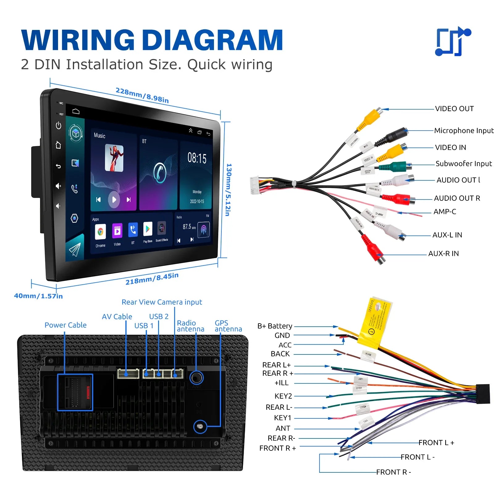 ESSGOO Car Radio Wireless Carplay Android Auto 2 Din 7"/9" GPS Navigator MP5 Player Glass Screen  Wi-Fi FM BT Car Stereo