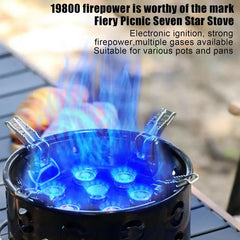 7 Core Strong Fire Power Camping Stove Portable Tourist Gas Burner Windproof Outdoor Stoves Hiking BBQ Cooking Cookware 19800W