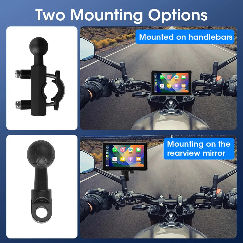 7 Inch Motorcycle Portable Navigation GPS Wireless Apple Carplay Android Auto IPX7 Waterproof Motorcycle BT Touch Screen Display