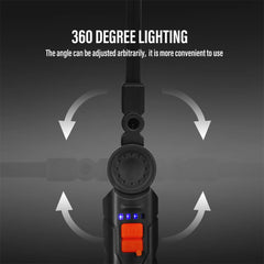 Rechargeable Camping LED Flashlight Work Light with Magnet and Hook IP64 Waterproof 5 Lighting Modes Suitable for Night Work