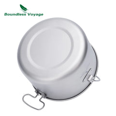 Boundless Voyage Titanium Pot Camping Cookware Hanging Soup Pot with Lid Outdoor Cooking Kit Lightweight Kitchen Ware Tableware