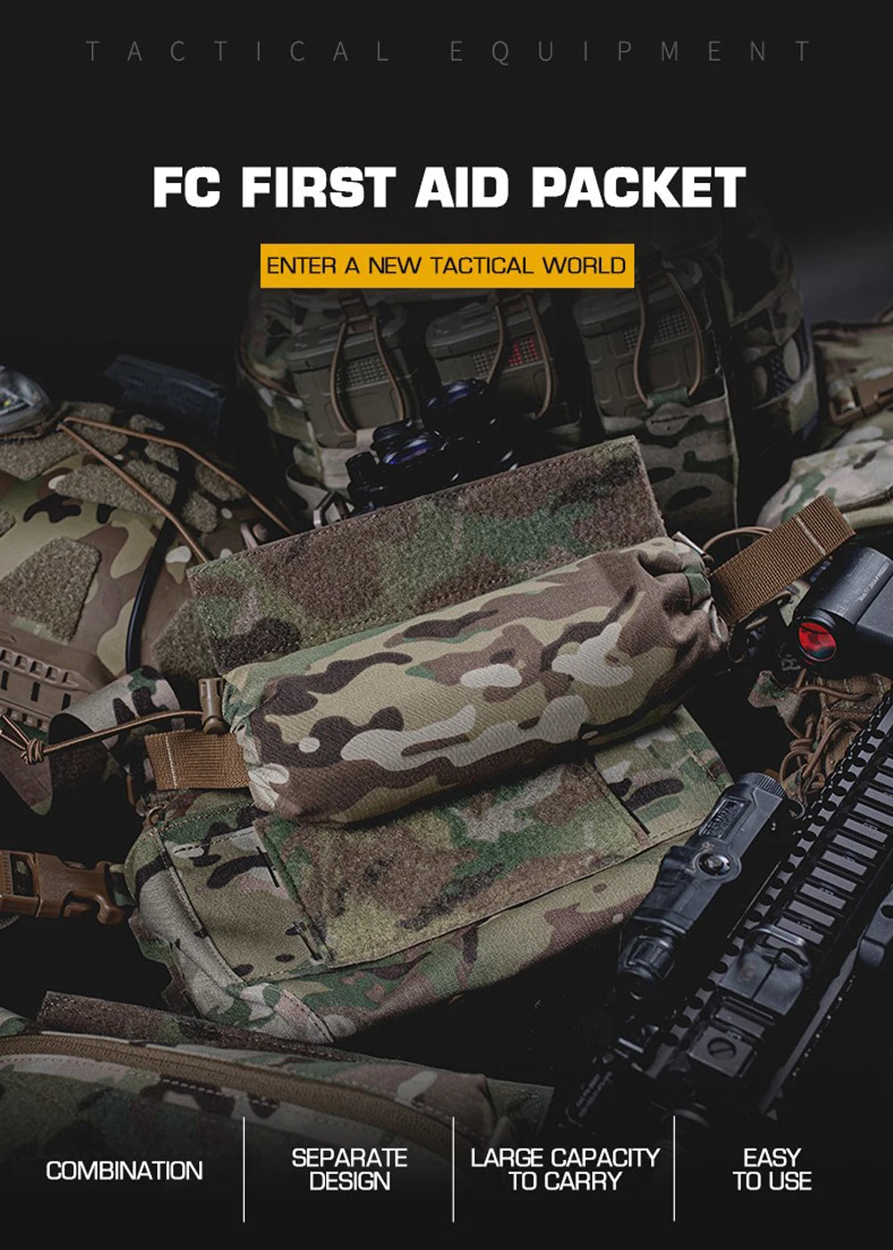 Tactical Trauma Pouch Roll 1 IFAK Individual First Aid Kit EDC Medical Rapid Belt Bag Airsoft Huntin Vest Plate Carrier Gear