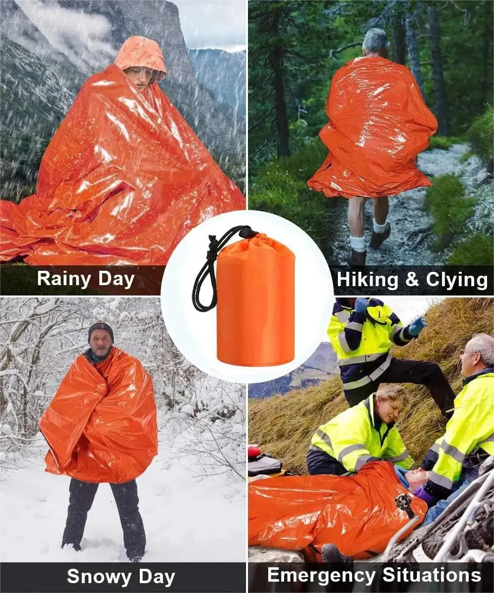 Emergency Sleeping Bag Ultra Waterproof Mylar Thermal Blankets Lightweight Survival Sleeping Bag Keep Warm for Camping Hiking