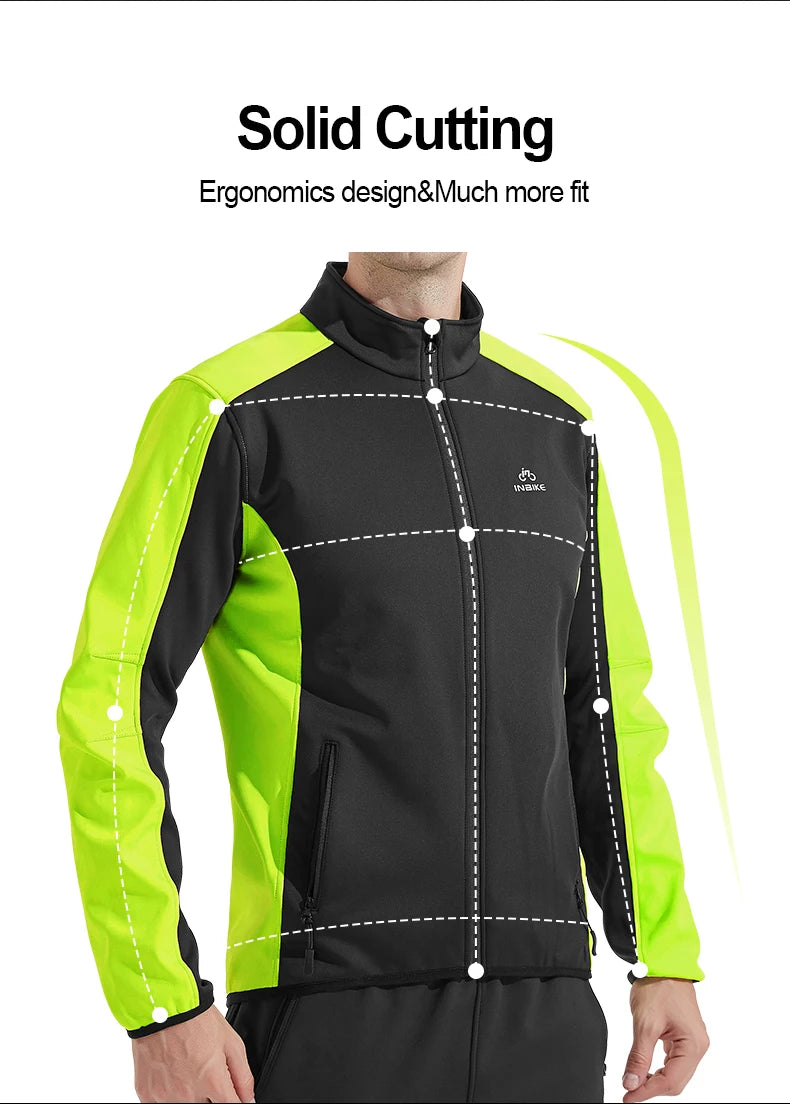 INBIKE Reflective Windproof Cycling Jacket  Men Thermal  Winter Road Bicycle Clothes Waterproof MTB Riding Soft Shell Coat WJ602