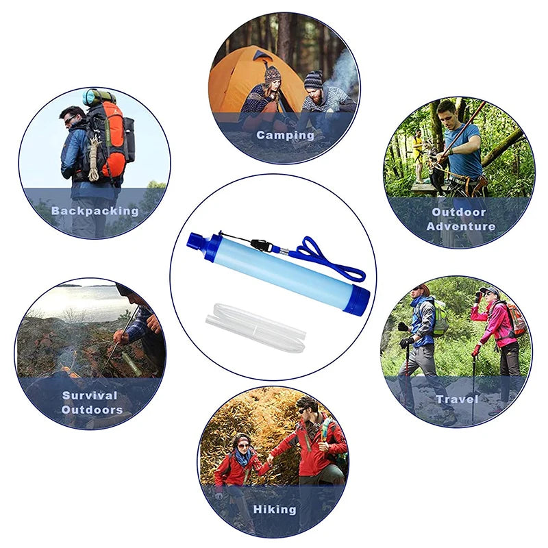 Outdoor Water Filtration Survival Water Filter Straw Water Filtration System Drinking Purifier For Emergency Hiking Camping