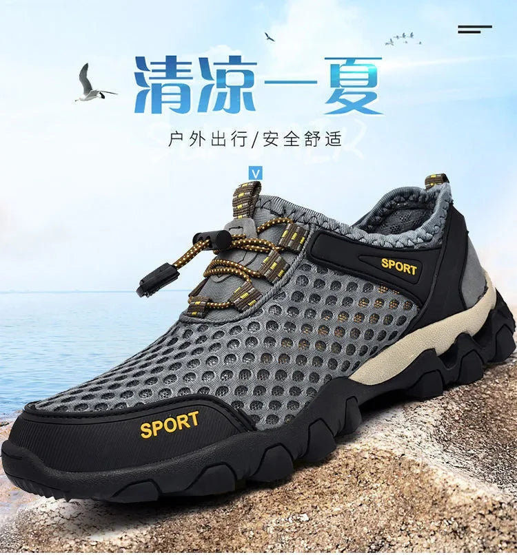 Men Casual Tennis Sneakers Summer Fashion Breathable Mesh Shoes Mens Non-Slip Hiking Shoe Sneaker for Men Climbing Trekking