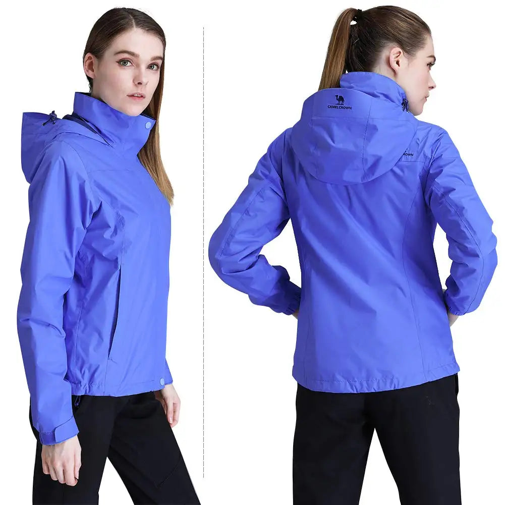 GOLDEN CAMEL Women's Hiking Jackets Lightweight Waterproof Rain Windbreakers Hooded Coat Shell for Outdoor Climbing Traveling