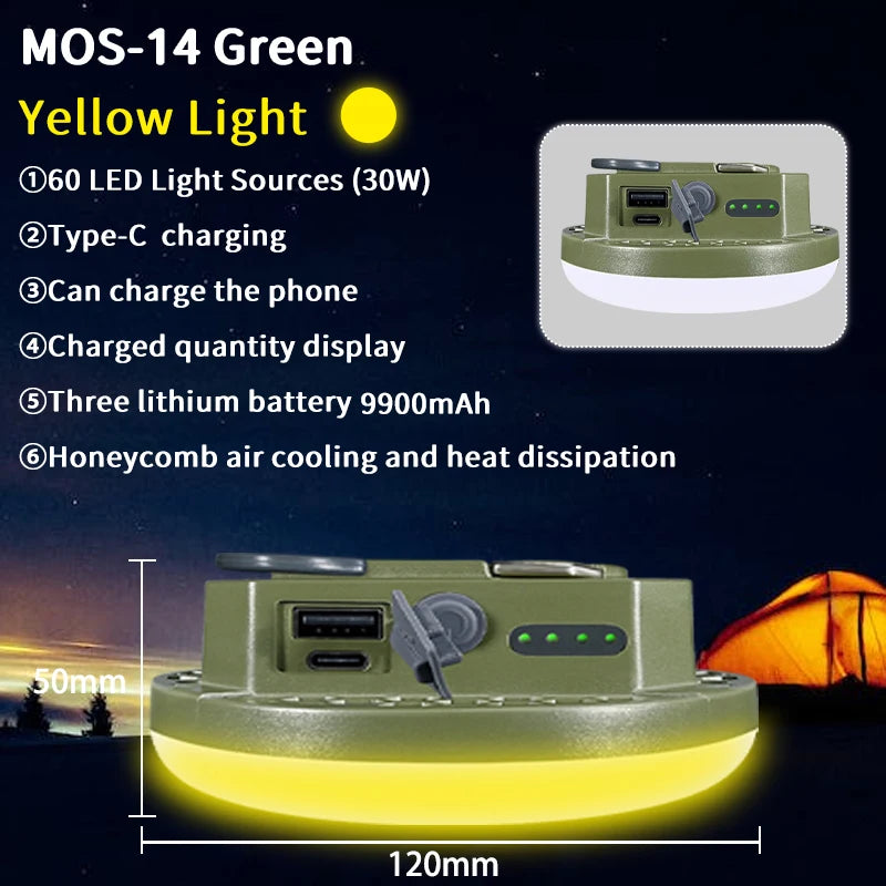 MOSLIGHTING Camping Light Rechargeable Portable Suspension Magnetic Suction Ultra Bright LED Tent Light Fishing Lights Outdoors