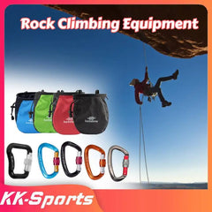 25/20KN Mountaineering Caving Rock Climbing Carabiner D Shaped Safety Master Screw Lock Climbing Chalk Bag Climbing Accessories