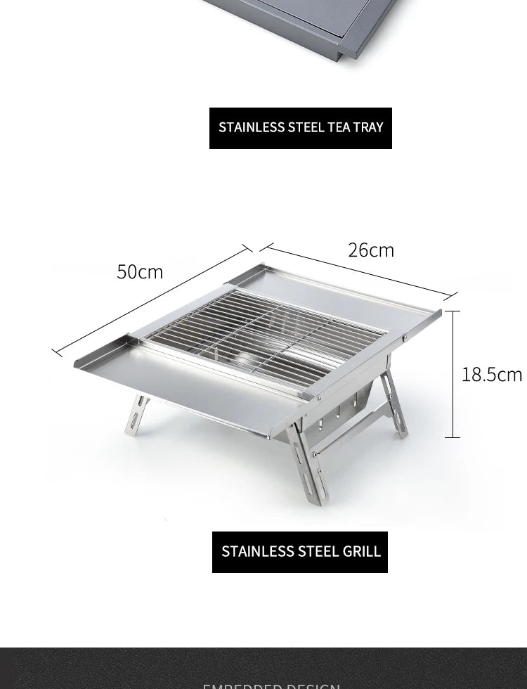 IGT Folding Table 304 Stainless Steel IGT Series Set Portable Outdoor Vacation Party Camping Picnic BBQ Table Set Wild Journey