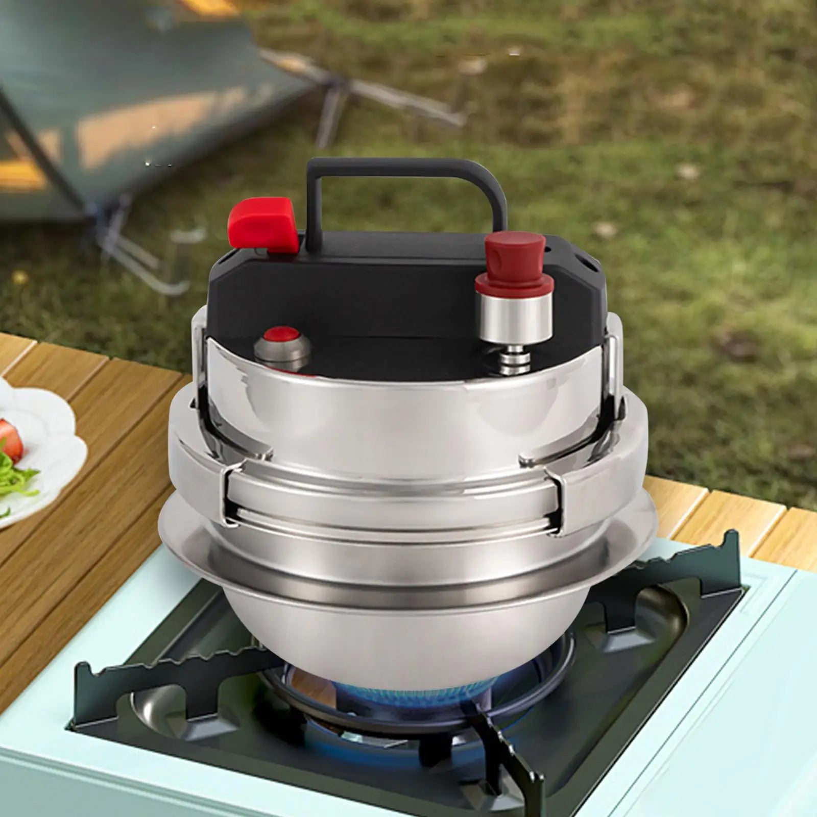 1.2L/1.6L Stainless Steel Pressure Cooker Outdoor Camping Portable Micro Pressure Cooker Household 5-minute Quick Cooking Pot