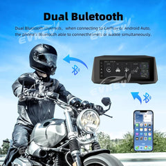 EVKEY New 7inch Motorcycle Navigation Wireless CarPlay Android Auto Airplay Display Screen Portable Motorcycle Monitor