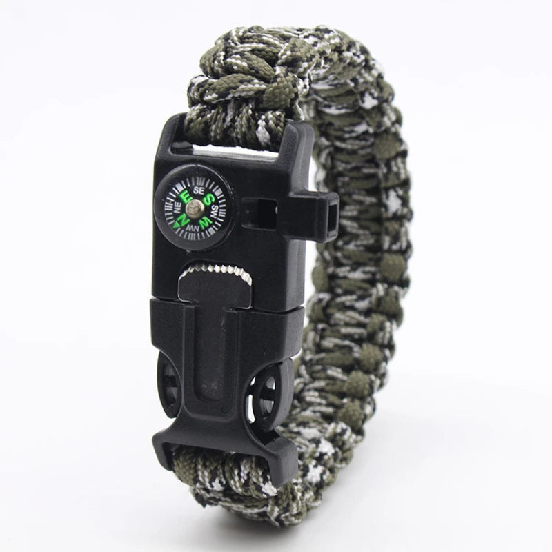 Outdoor Multi-function Survival Bracelet Military Emergency 4mm Paracord Wristband Scraper Whistle Buckle Tools