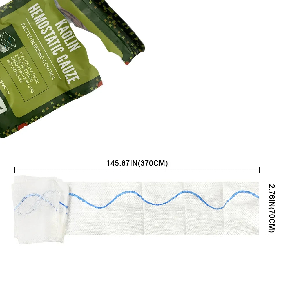 Hemostatic Kaolin Gauze Combat Emergency Trauma Z-Fold Soluble For Ifak Tactical First Aid Kit Medical Wound Dressing