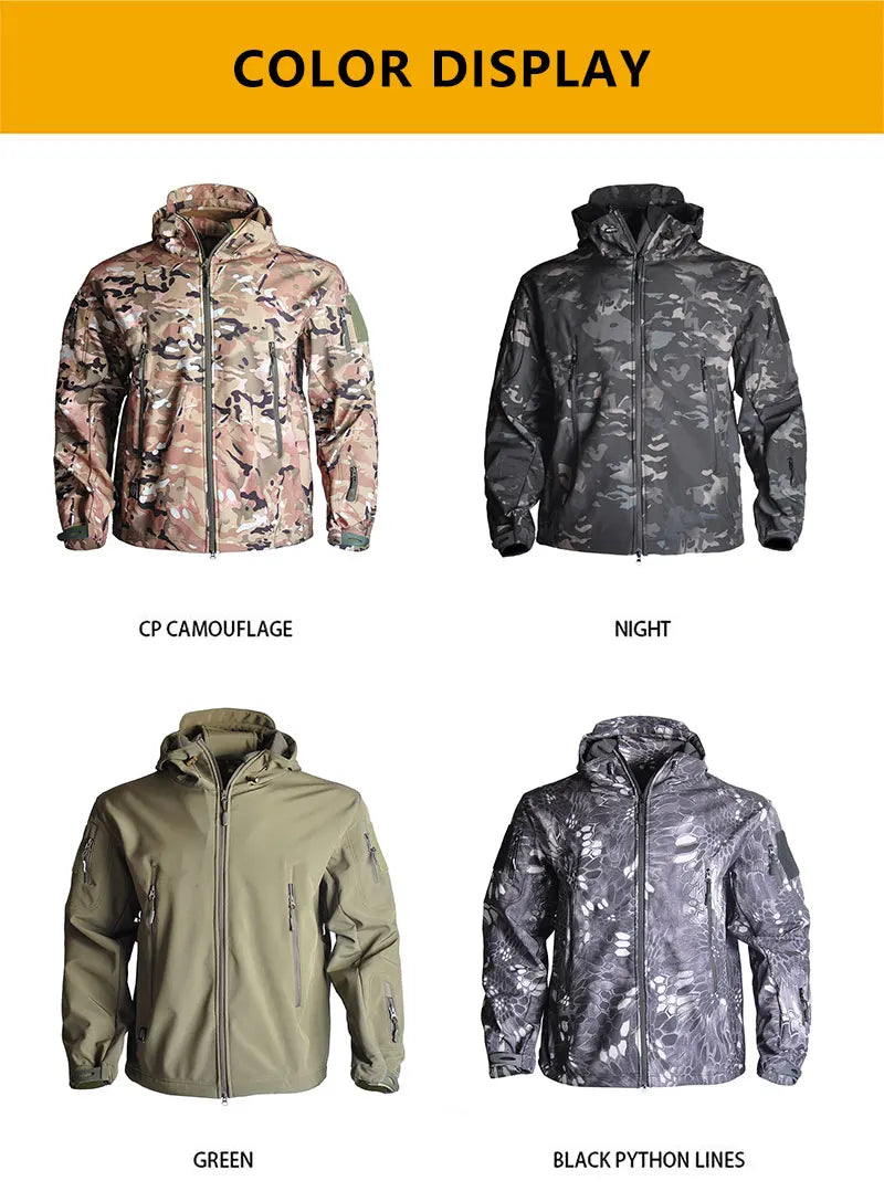 Waterproof Jacket Warm Windbreaker Men Clothing Soft Shell Hunting Coat Windproof Tactical Jackets Big Size Camouflage Jacket